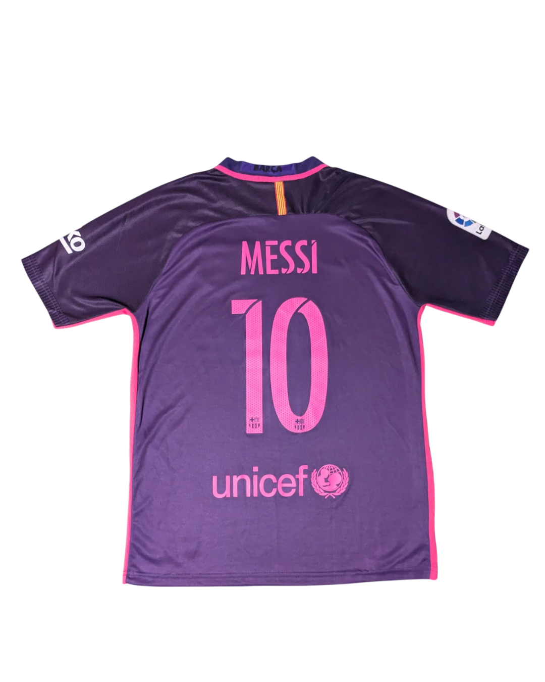 FC Barcelona Auswärtstrikot - 2016/17 (Messi #10) - 8/10 - Lila/Pink - Größe M
