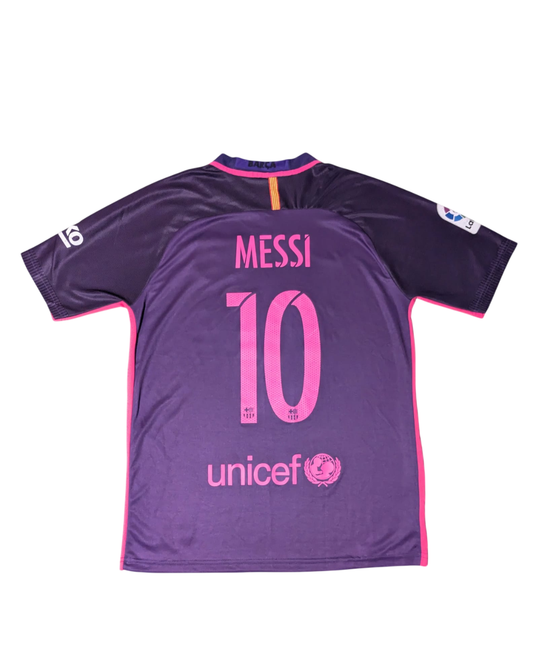 FC Barcelona Auswärtstrikot - 2016/17 (Messi #10) - 8/10 - Lila/Pink - Größe M