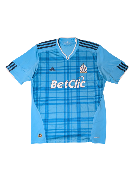 Olympique Marseille Auswärtstrikot - 2011/12 - 9/10 - Hellblau/Karomuster - Größe XL