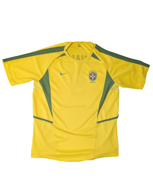 Brasilien Heimtrikot - 2002/04 (Ronaldo #9) - 8/10 - Gelb/Grün - Größe XL